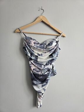 Forever 21 Y2k Draped Bustier Floral Cottagecore Detached Tank Bodysuit